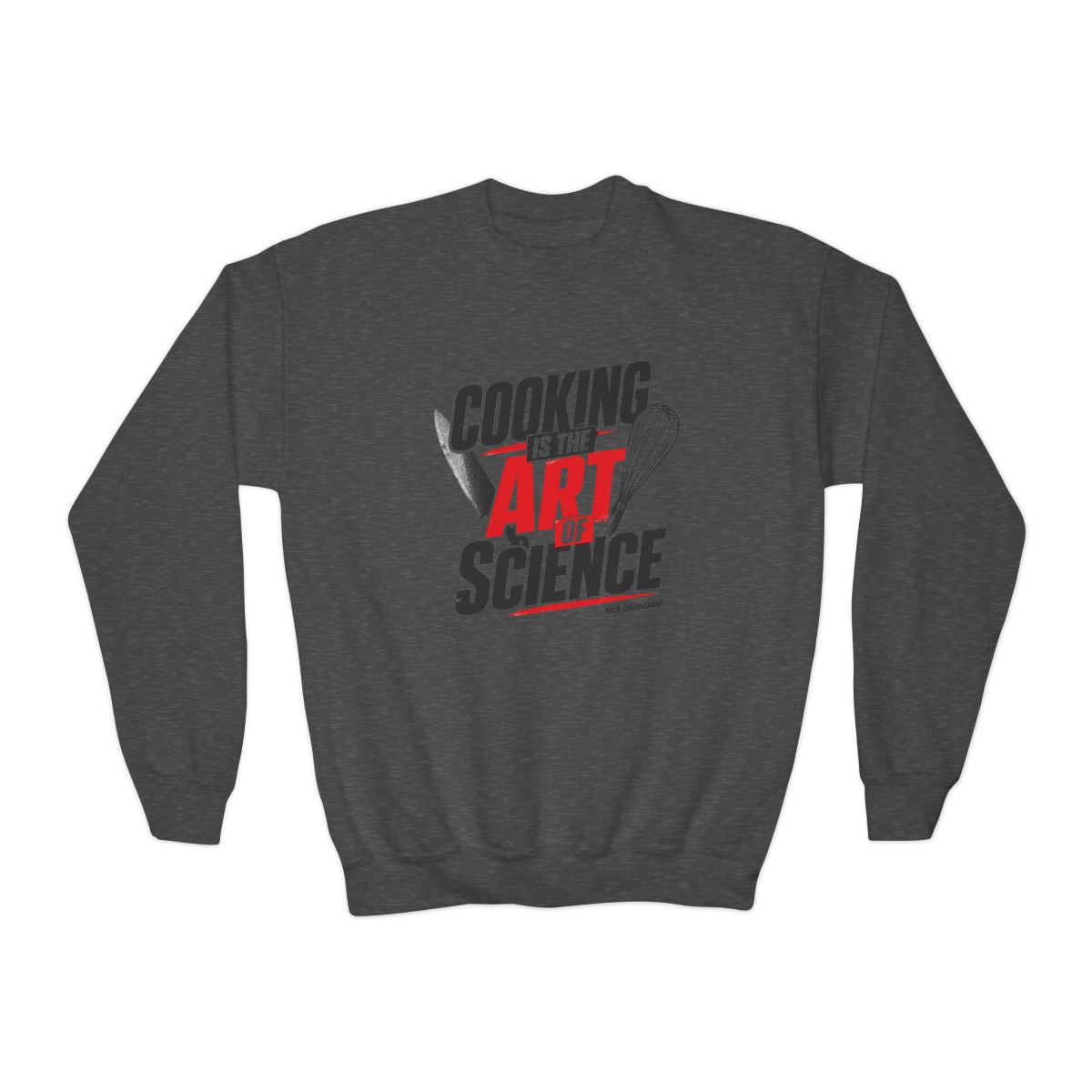 Nick DiGiovanni "Cooking is the Art of Science" Kids Crewneck - alternate angle 2, merchandise