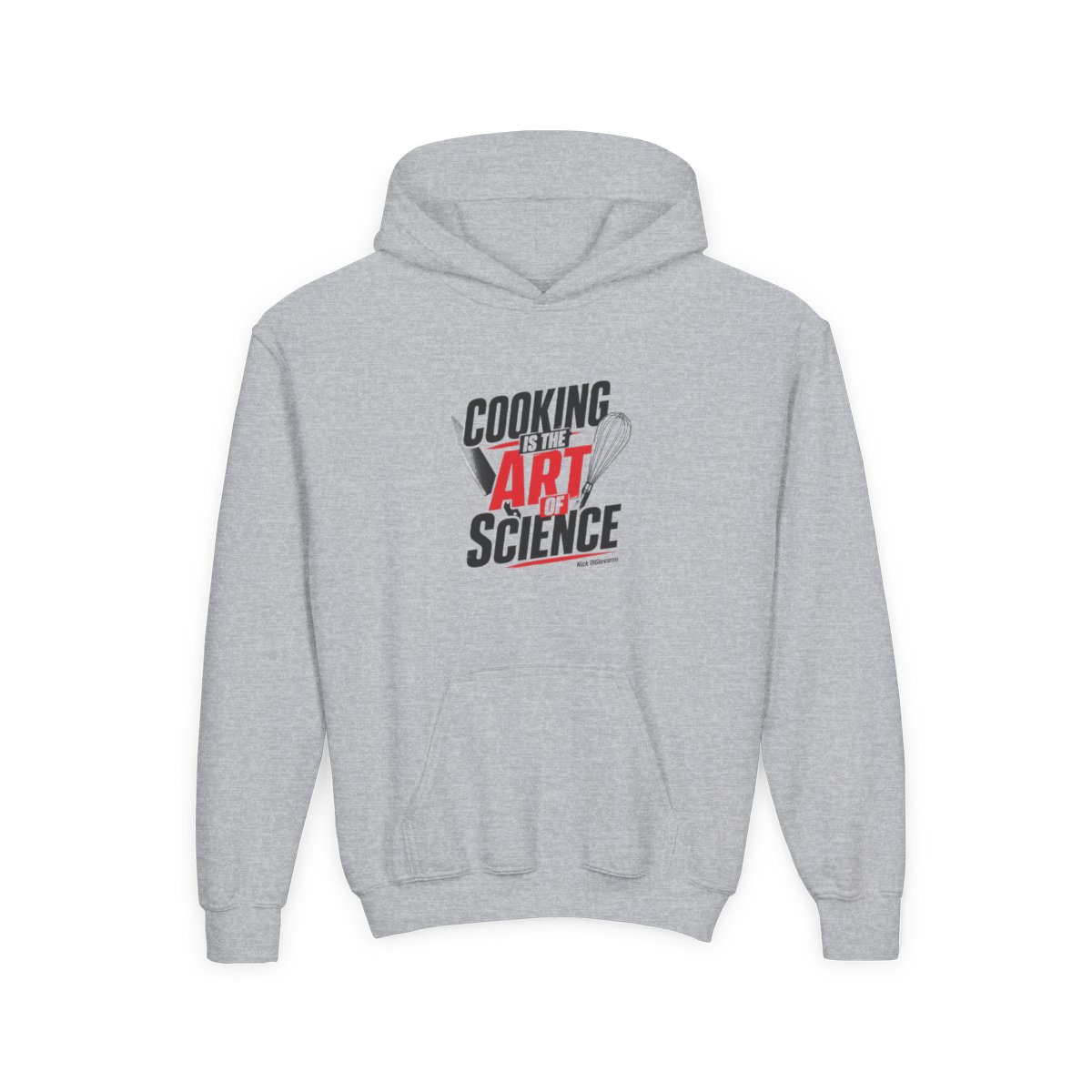 Nick DiGiovanni "Cooking is the Art of Science" Kids Hoodie - alternate angle 2, merchandise